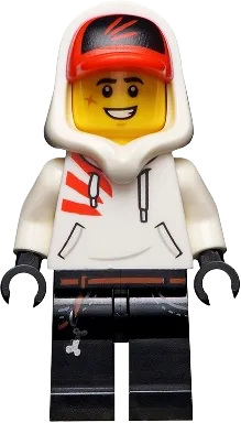 Jack Davids - White Hoodie with Cap and Hood (Large Smile with Teeth / Angry) minifigure