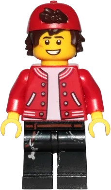 Jack Davids - Red Jacket with Backwards Cap (Large Smile with Teeth / Angry) minifigure