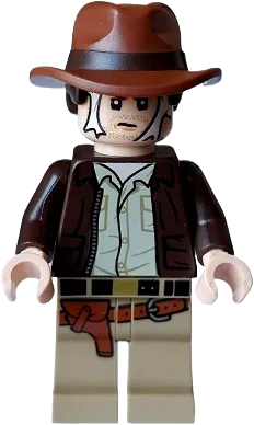 Indiana Jones - Dark Brown Jacket, Reddish Brown Dual Molded Hat with Hair, Spider Web on Faceimage