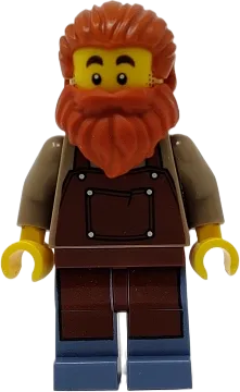 Blacksmith - Male, Reddish Brown Apron, Dark Orange Beard minifigure