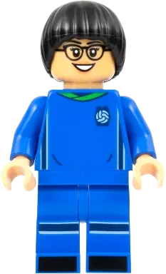 Soccer Player - Female, Blue Uniform, Medium Tan Skin, Black Bowl Cut, Glasses minifigure