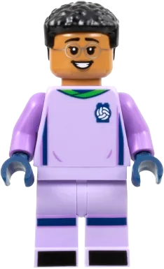 Soccer Goalie - Female, Lavender Uniform, Medium Nougat Skin, Short Black Hair minifigure
