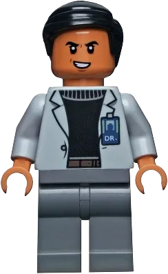 Dr. Wu - Light Bluish Gray Jacket, Evil Smile / Scared minifigure