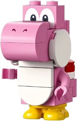 Pink Yoshi - White Tile, Round 1 x 2 Half on Front minifigure