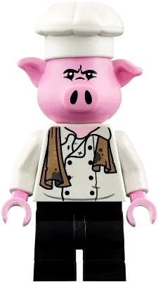Pigsy - White Chef Jacket with Dirty Towel, Black Medium Legs minifigure