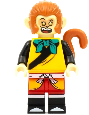 Monkey King - Bright Light Orange Robe, Dark Turquoise Bandana, Open Eyes minifigure