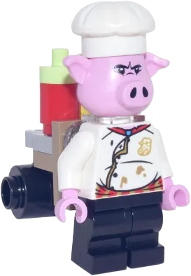 Pigsy - White Chef Jacket, Black Medium Legs, Portable Kitchen minifigure
