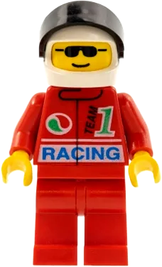 Octan - Racing, Red Legs, White Helmet, Black Visor minifigure