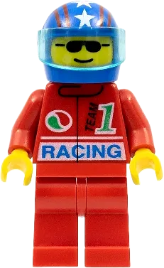 Octan - Racing, Red Legs, Blue Helmet 4 Stars & Stripes, Trans-Light Blue Visor minifigure