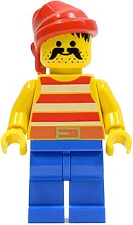 Pirate Red / White Stripes Shirt - Blue Legs, Red Bandana minifigure