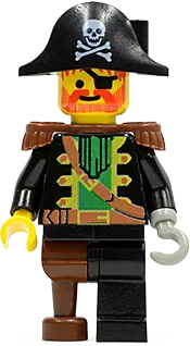 Captain Red Beard - Brown Epaulettes, Pirate Hat with Skull and Crossbones minifigure