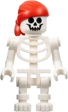 Skeleton - Standard Skull, Bent Arms Vertical Grip, Red Bandana with Double Tail in Back minifigure