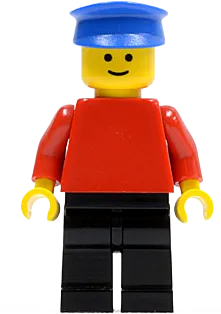Plain Red Torso - Red Arms, Black Legs, Blue Hat minifigure