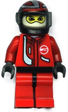 Racer Driver - Red with White Balaclava, Black Helmet with Red/Silver minifigure