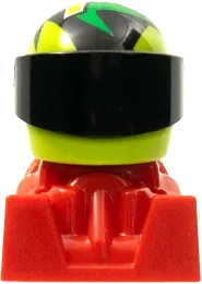 Racer - Black Balaclava, Lime Helmet with Pattern, Red Body minifigure