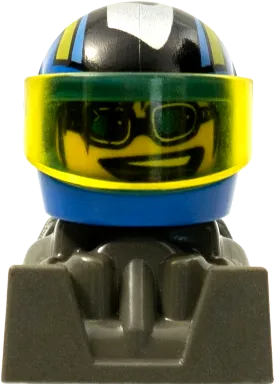 Racer - Blue Sunglasses, Blue Helmet with Pattern, Dark Gray Body minifigure