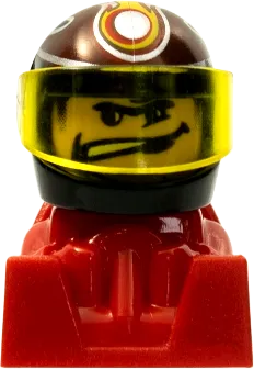 Racer - Wide Mouth, Black Helmet with Pattern, Red Body minifigure