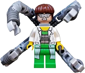 Dr. Octopus - Otto Octavius / Doc Ock, White Lab Coat over Bright Green Outfit, Mechanical Arms minifigure