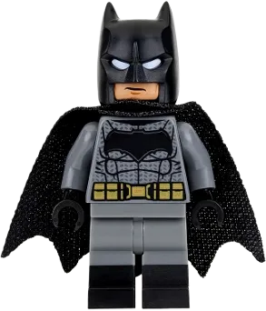Batman - Dark Bluish Gray Suit, Gold Belt, Black Hands, Spongy Cape, Large Bat Logo minifigure