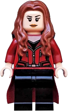 The Scarlet Witch - Wanda Maximoff, Plain Black Legs, Reddish Brown Hair, Dark Red Cloth Skirt minifigure
