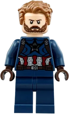 Captain America - Dark Blue Suit, Dark Brown Hands, Hair minifigure