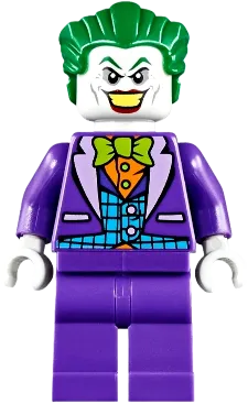 The Joker - Medium Azure Vest, Lime Bow Tie, Large Smile / Frown minifigure