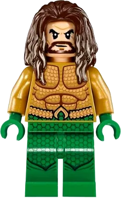 Aquaman - Dark Brown Long Hair, Green Legs minifigure