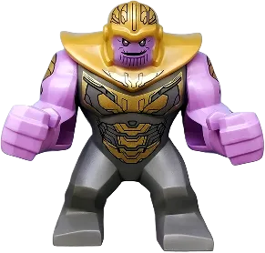 Thanos - Large Figure, Medium Lavender Arms Printed, Dark Bluish Gray Outfit with Gold Armor, Pearl Gold Helmet minifigure
