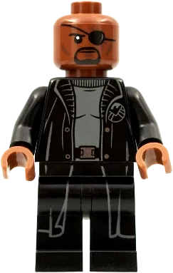 Nick Fury - Gray Sweater and Black Trench Coat, No Shirt Tail minifigure