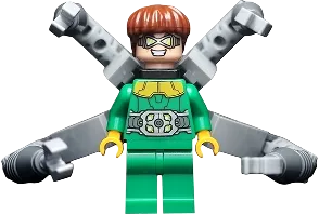 Dr. Octopus - Otto Octavius / Doc Ock, Green Outfit, Long Mechanical Arms without Stickers minifigure