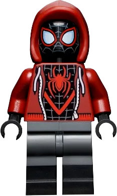 Spider-Man - Miles Morales, Dark Red Hood, Black Lower Legs minifigure