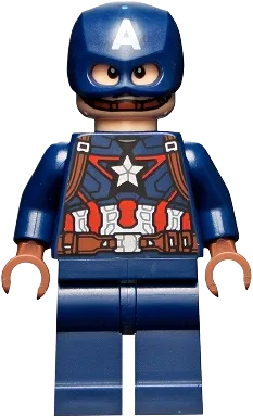 Captain America - Dark Blue Suit, Reddish Brown Hands, Helmet minifigure