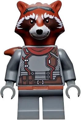 Rocket Raccoon - Dark Bluish Gray Outfit, Reddish Brown Head minifigure