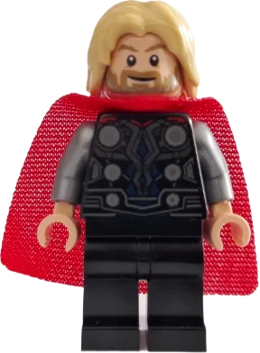 Thor - Spongy Cape with Single Hole, Black Legs, Tousled Hair minifigure