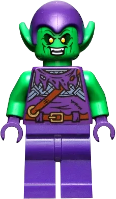 Green Goblin - Bright Green Skin, Dark Purple Outfit, Small Yellow Eyes, Plain Legs minifigure
