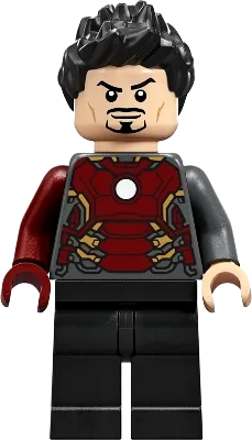 Tony Stark - Dark Bluish Gray Iron Man Suit with Dark Red Right Arm minifigure