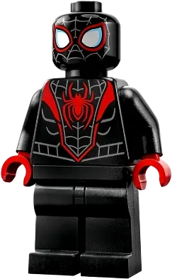 Spider-Man - Miles Morales, Dark Bluish Gray Webbing on Head, Red Hands minifigure