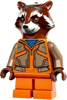 Rocket Raccoon - Orange and Dark Tan Outfit, Reddish Brown Head minifigure