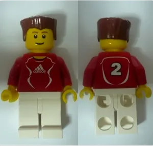 Soccer Player Red - Adidas Logo, Red and White Torso Stickers (#2) minifigure