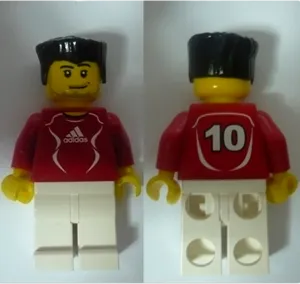Soccer Player Red - Adidas Logo, Red and White Torso Stickers (#10) minifigure