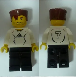 Soccer Player White - Adidas Logo, White and Black Torso Stickers (#7) minifigure