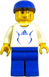 Soccer Player White - Adidas Logo, White and Blue Torso Stickers (#4) minifigure