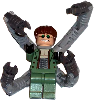 Dr. Octopus - Otto Octavius / Doc Ock, Sand Green Jacket, Sand Green Legs, Thin Toothy Smile, With Arms minifigure
