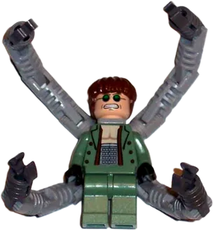 Dr. Octopus - Otto Octavius / Doc Ock, Sand Green Jacket, Sand Green Legs, Clenched Teeth Smile, With Arms minifigure