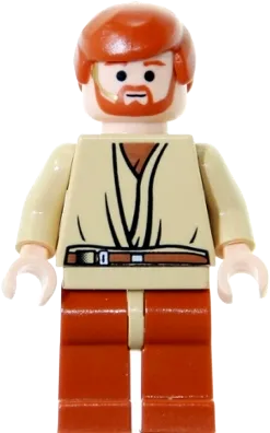 Obi-Wan Kenobi - Light Nougat, Dark Orange Hair and Legs, Gold Headset minifigure