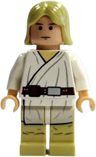 Luke Skywalker - Light Nougat, Long Hair, White Tunic, Tan Legs minifigure