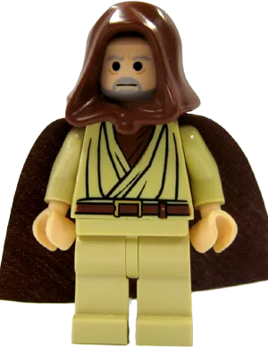 Obi-Wan Kenobi - Old, Light Nougat, Reddish Brown Hood and Cape minifigure