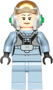 Rebel Pilot A-wing - Open Helmet, Sand Blue Jumpsuit, Female minifigure
