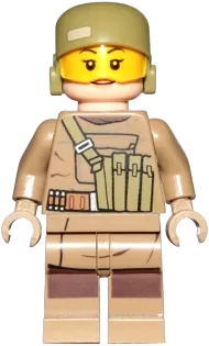 Resistance Trooper - Female, Dark Tan Hoodie Jacket, Ammo Pouch, Helmet without Chin Guard minifigure