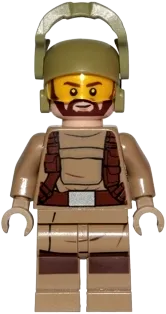 Resistance Trooper - Dark Tan Hoodie Jacket, Harness, Beard, Helmet with Chin Guard minifigure